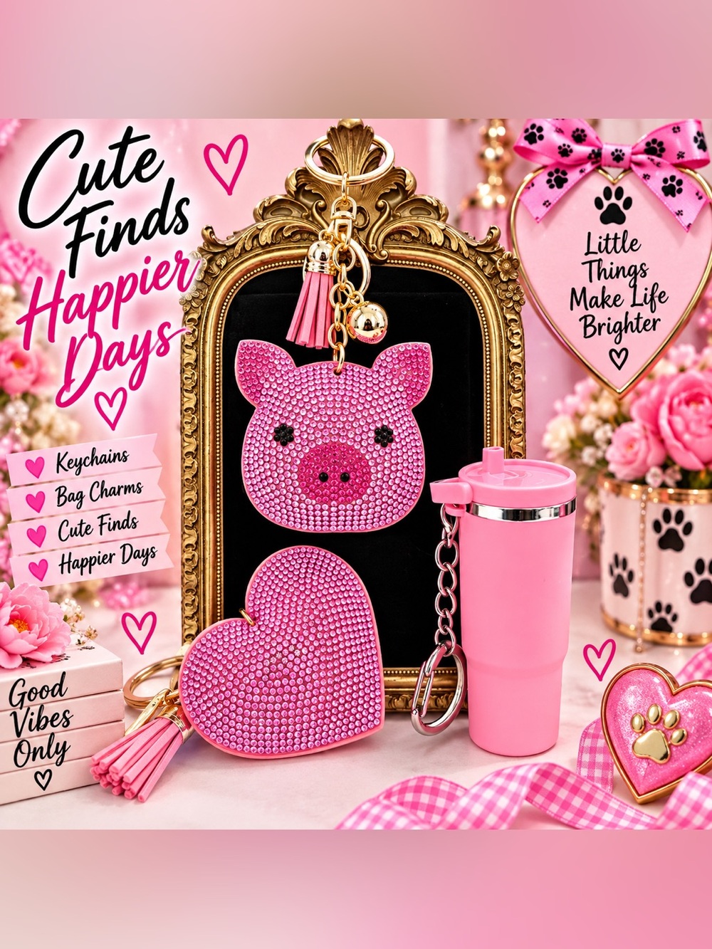 Cute set of bag charm keychains